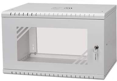 Direktronik Wall Rack 19" 6U 45cm Glass Door Grey