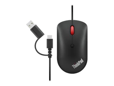 Lenovo 4Y51D20850 datamus Kontor Ambidekstriøs USB Type-C Optisk 2400 DPI USB-C Mus Svart
