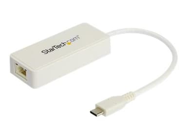 Startech StarTech.com USB-C naar Gigabit Ethernet Adapter met USB A Poort, 1Gbps NIC USB 3.0/USB 3.1 Type C Netwerk Adapter, 1GbE USB-C RJ45/LAN , TB3 Compatibel, Windows/MacBook Pro/Chromebook, Wit