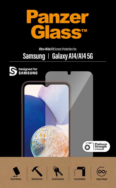 Panzerglass Ultra-Wide Fit skärmskydd Samsung Galaxy A14 4G, Samsung Galaxy A14 5G
