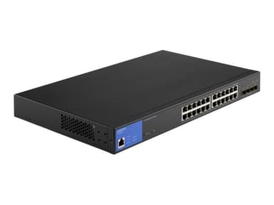Linksys LGS328MPC Håndtert L3 Gigabit Ethernet (10/100/1000) Strøm over Ethernet (PoE) Sort, Blå 