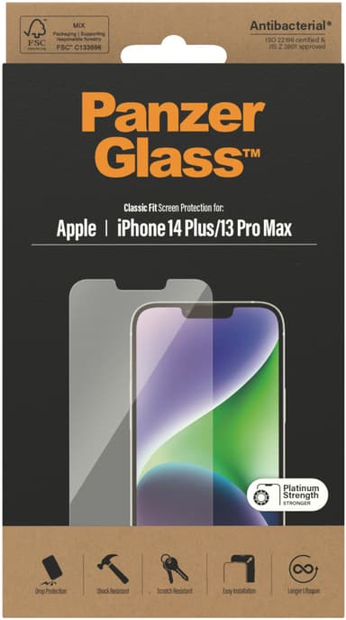 Panzerglass Classic Fit skärmskydd iPhone 13 Pro Max iPhone 14 Plus