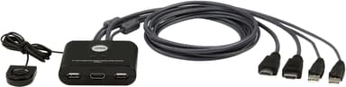 Aten CS22HF KVM-bryter Sort 