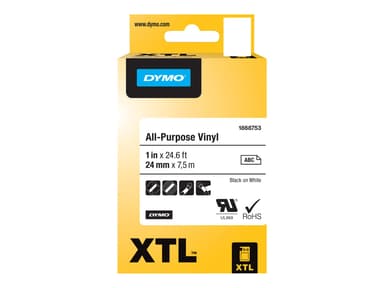 Dymo Tape Vinyl 24mm Svart/Vit - XTL 
