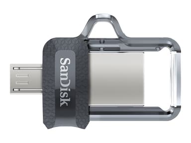 SanDisk Ultra Dual 64GB USB-A / Micro-USB Zwart, Zilver, Transparant