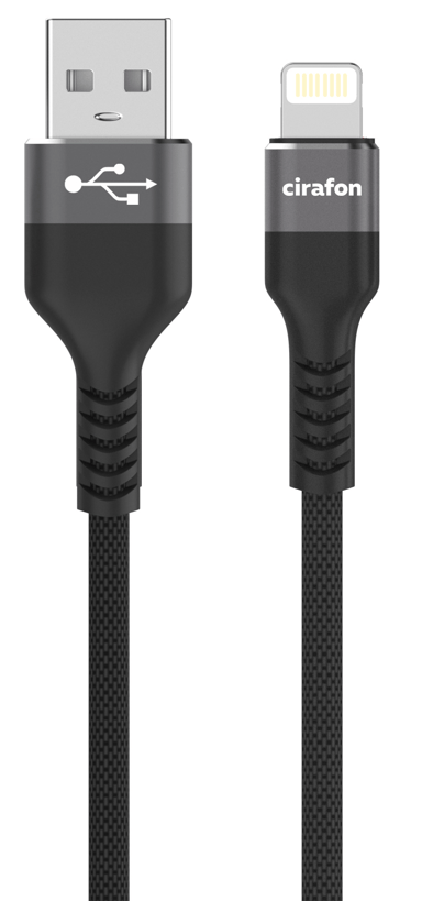 Cirafon iPad/iPhone/iPod-laddning/datakabel lightning 0.5m Svart, Grå