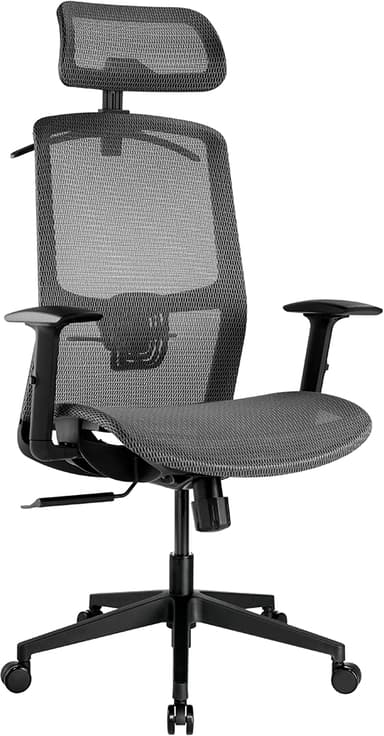 Prokord 1908-S Ergonomisk Kontorstol med Nettrygg og Justerbar Nakkestøtte – EN1335 