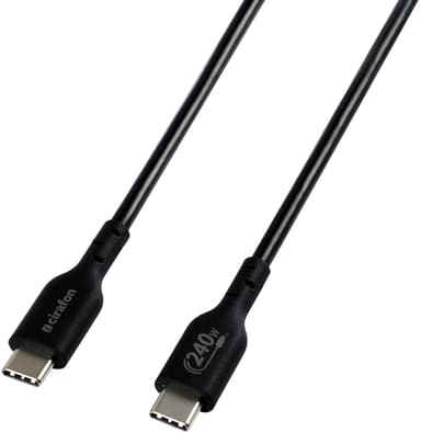 Cirafon Synk/laddkabel 240W 2m Noir, Svart