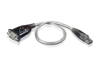 Aten Adapter 0.35m. USB Type-A DB-9 Rustfrit stål, Transparent, Sort
