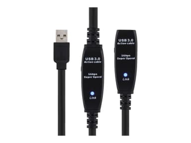 Deltaco USB3-1008 15m USB A USB A Sort