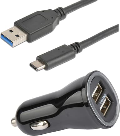 Cirafon Billader + 1M USB-C kabel Sort 1m