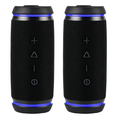 Voxicon W25 Duo – Bærbare Bluetooth-høyttalere med stereolyd (2-pakning) Svart