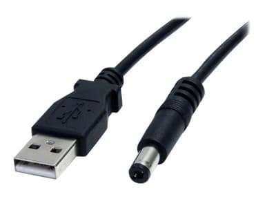 Startech USB naar 5,5 mm voedingskabel 2m USB A Barrel type M Zwart