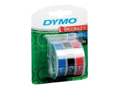 Dymo Embosser Tape 9Mmx3m Mixed (BK/Bl/Rd) 3Pcs 