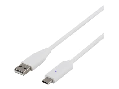 Deltaco USB-kabel 0.25m USB C USB A Vit