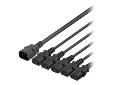Deltaco Strøm-splitter 1 C14 to 5 C13 10A 3m 3m. C14 forbinder Sort
