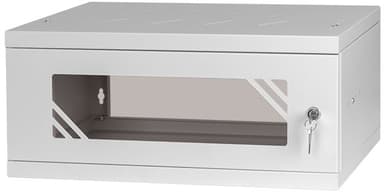 Direktronik Wall Rack 19" 4U 35cm Glass Door Grey 