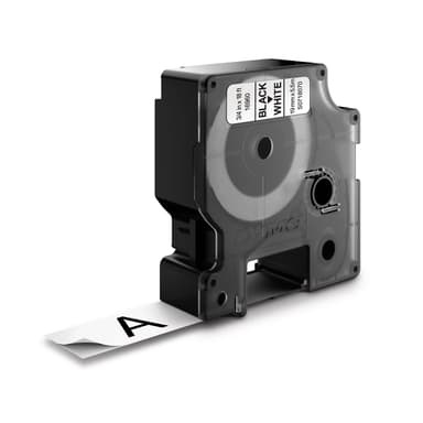 Dymo Tape D1 19mm Svart/Vit Permanent Polyester 