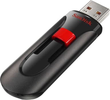 SanDisk Cruzer Glide 128GB USB-A Svart, Rød