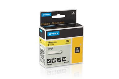Dymo Tape RhinoPRO Permanent Vinyl 19mm Svart/Gul 