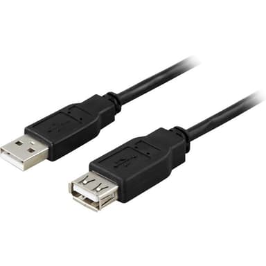 Deltaco USB-Jatkojohto 1m USB A USB A Musta