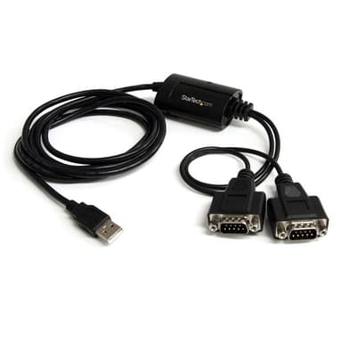 Startech Adapter 2.1m USB-A 2.0 2 x RS-232 Svart