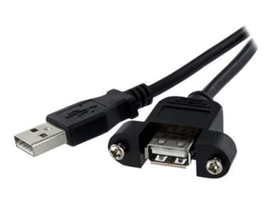 Startech 1 ft Panel Mount USB Cable A to A 0.3m USB-A USB-A Zwart