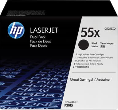 HP Toner Svart 55X 12.5K - CE255XD 2-Pack