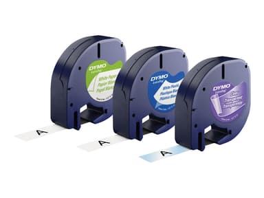 Dymo Tape LetraTag 12mm 4m Gul/Sølv/Hvit 3-Pack 