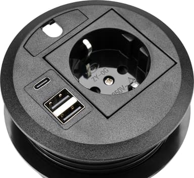 Prokord Indbygget Bordudtag med USB-A, USB-C og Kabelgennemføring 