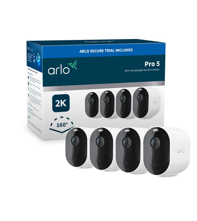 Arlo Pro 5 Wire-Free Spotlight Camera White 4-Pack 