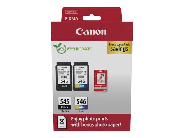 Canon Ink Photo Value Pack PG-545/CL-546 + 10x15cm Photo 50-Sheet 