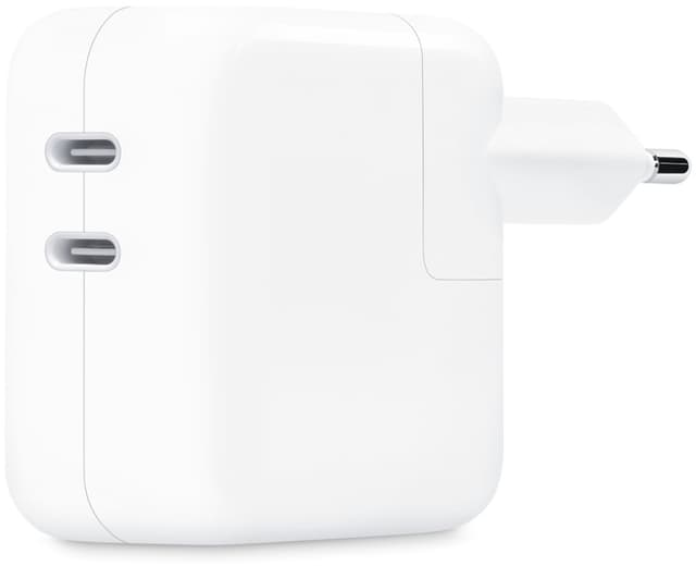 35 W USB-C-strömadapter med två portar Vit (MW2K3ZM/A)