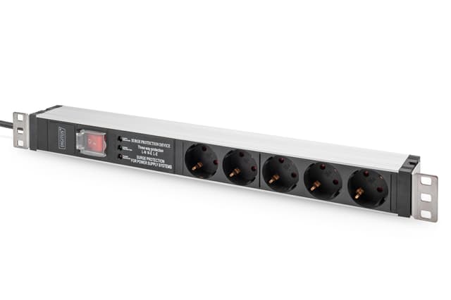 Digitus Strömuttag Med Aluminiumprofil Switch 5xCEE 7/3 16A 2m Kabel CEE 7/7 (DN-95433)