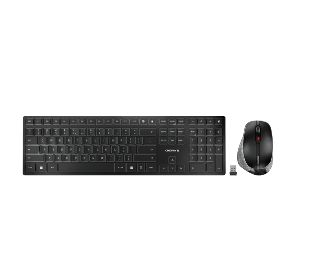 Cherry DW 9500 SLIM tangentbord Mus inkluderad Trådlös RF + Bluetooth QWERTY Nordic Svart, Grå Cherry SX Nordisk