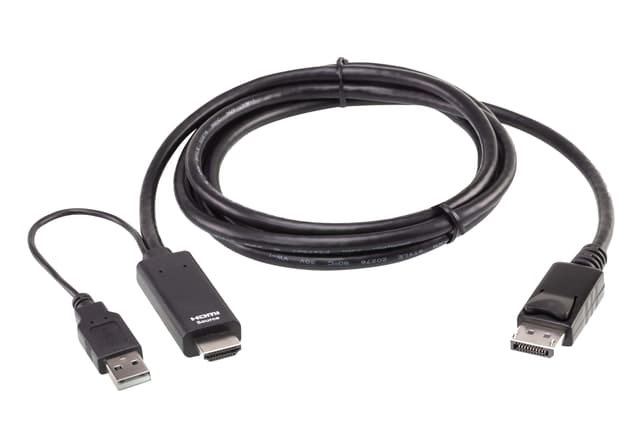 Aten True 4K 1,8 m HDMI till DisplayPort-kabel 1.8m HDMI, USB DisplayPort Svart (2L-7D02HDP)