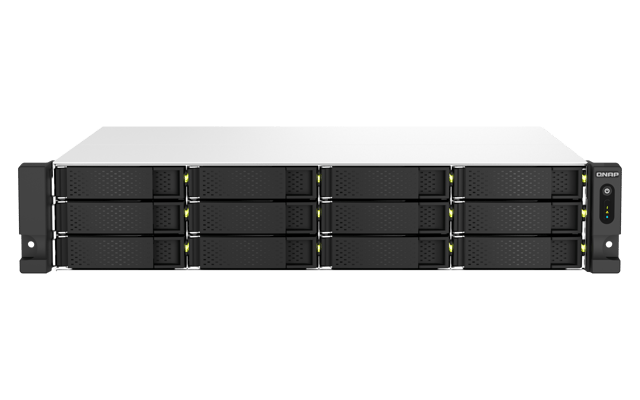 QNAP TS-1264U-RP NAS Rack (2U) Intel® Celeron® 8 GB DDR4 QNAP QTS Gjuten aluminium, Svart (TS-1264U-RP-8G)