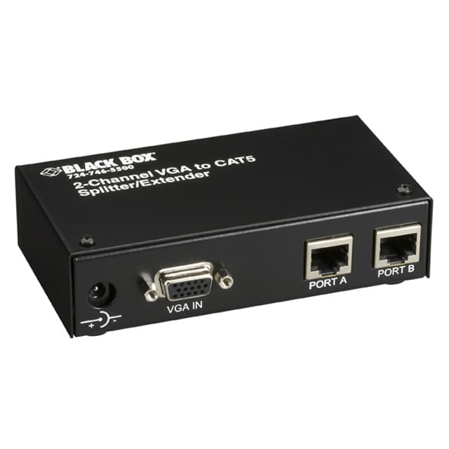 Black Box Mini CAT5 Splitter/Extender Transmitter, VGA 2-Channel (AC600A)