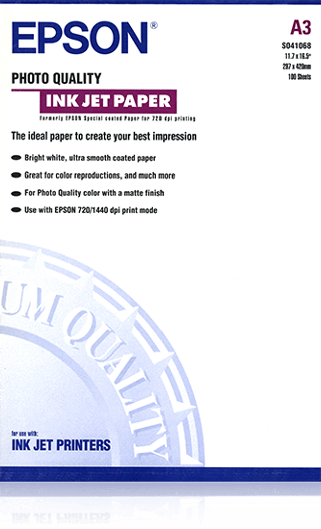 Epson Papper Photo Quality A3 100-ark 102G (C13S041068)