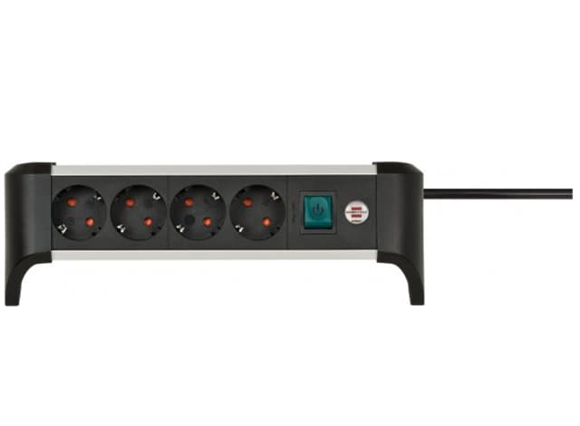 Brennenstuhl 1391040400 förlängningssladdar 1,8 m 4 AC-utgångar inomhus Svart, Silver (1391040400)