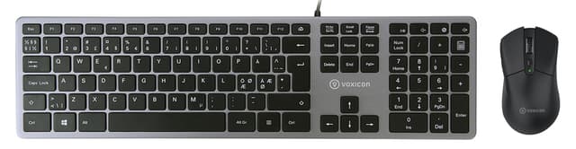 Voxicon Wired Slim Metal Keyboard 280 + Mouse Gr1000 Nordisk (DK-280W-DM-GR1000)