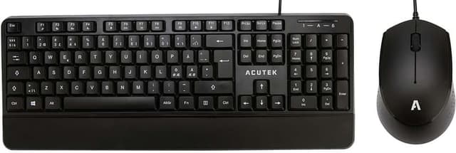 Acutek AMK-201WH tangentbord Mus inkluderad USB Nordic Svart Kabel Nordisk