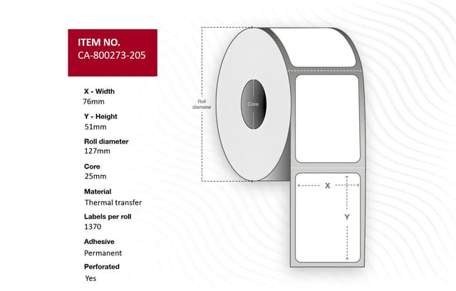 Capture Etiketter TT 76x51mm Core 25 1370st/Rulle 12-Pack (CA-800273-205)