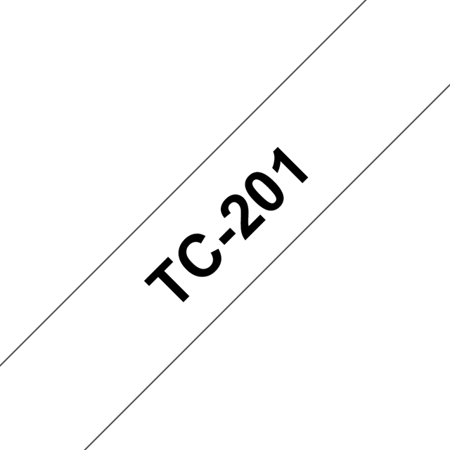 Brother Tape 12mm TC-201 Svart/Vit (TC201)