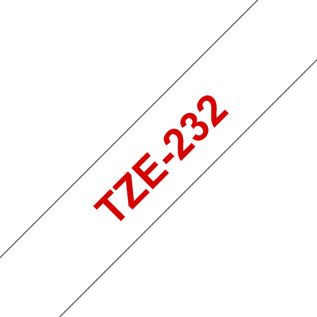 Brother Tape 12mm TZe-232 Röd/Vit (TZE232)