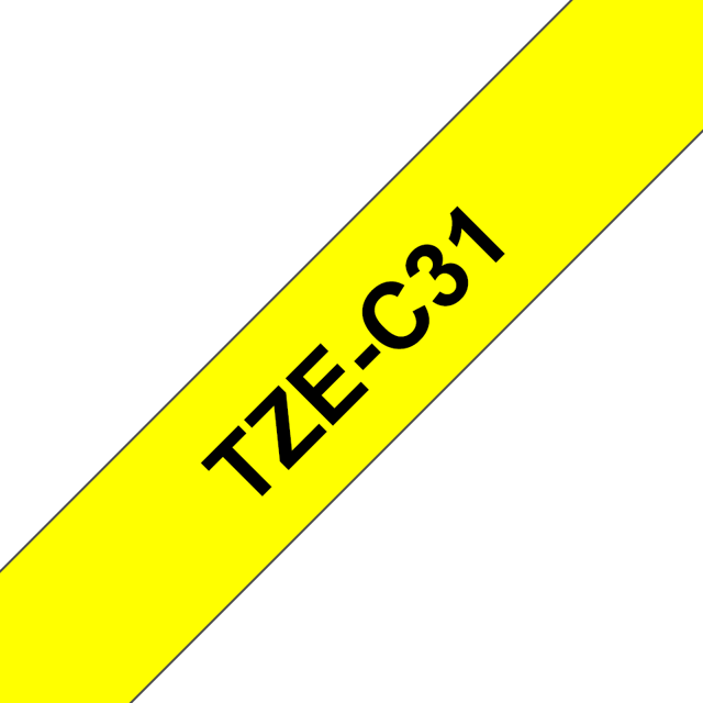 Brother Tape 12mm TZe-C31 Svart/Neon Gul (TZEC31)