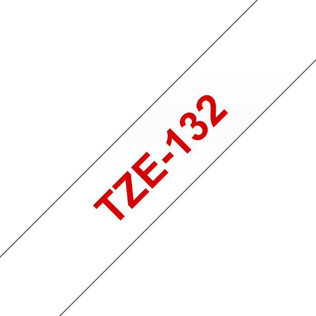 Brother Tape 12mm TZe-132 Röd/Transparent (TZE132)