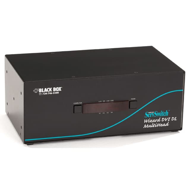 Black Box KVM Switch - Dual DVI-D Dl Audio USB 2.0 4-Port (KV2204A)