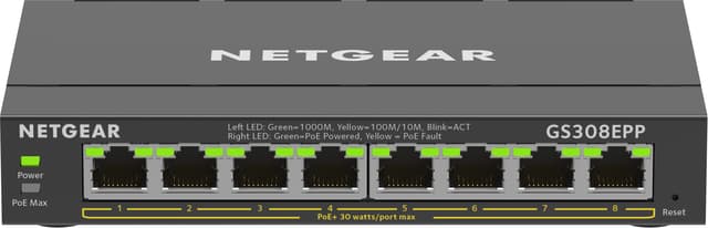 Netgear GS308EPP 8-Port Gigabit Ethernet Easy Smart Managed PoE+ 123W (GS308EPP-100PES)