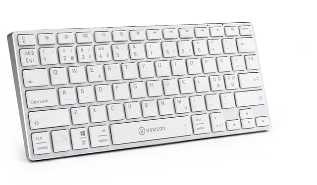 Voxicon BT400 Trådlöst Tangentbord – Bluetooth, PC/Mac, Kompakt, Vit Trådlös Nordisk (DK-400B-WHT)